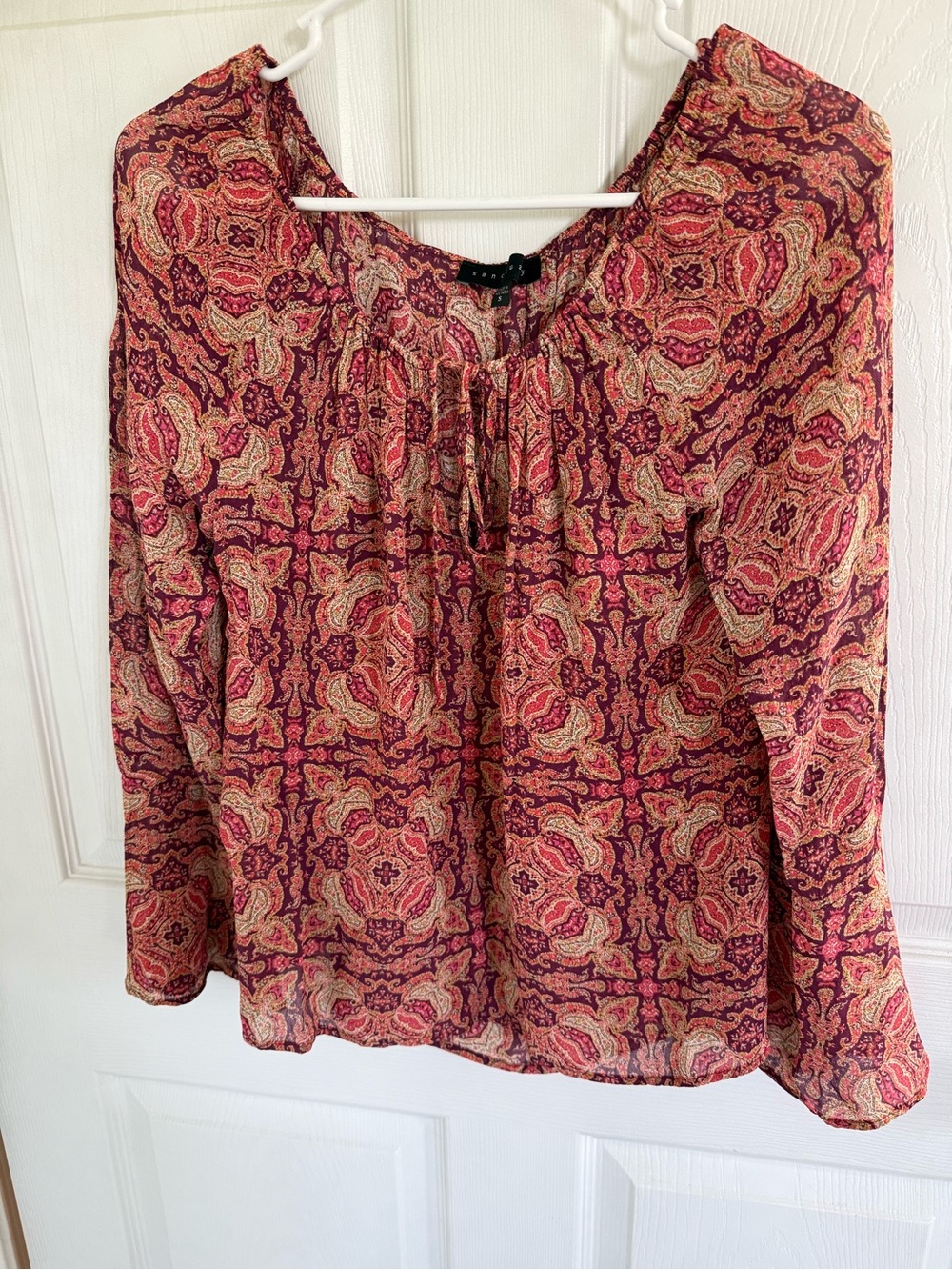 Sanctuary Small Paisley Boho Peasant Blouse Bell Sleeve Fall Whimsigoth Top 70s